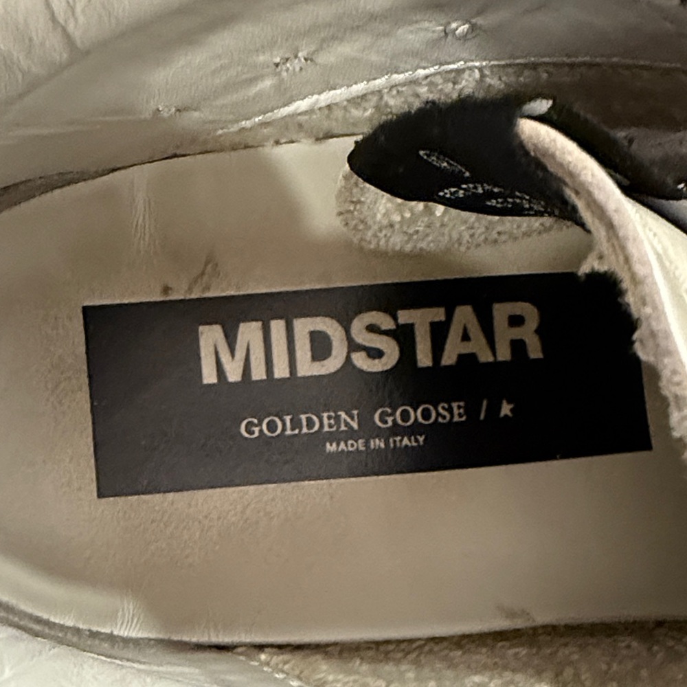 Golden Goose Mid White Leather Sneakers with Green Star size 37 - Picture 3 of 11